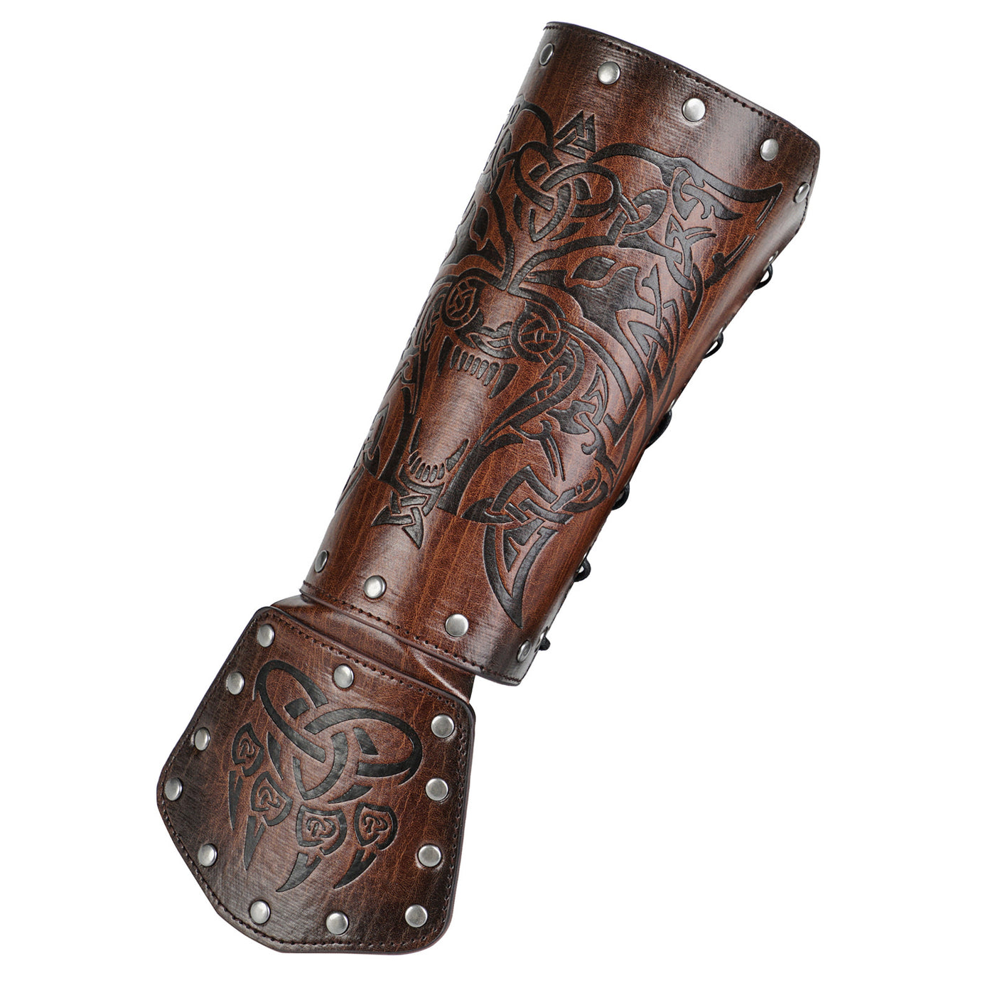 Viking Style Embossed Wolf Head Wrist Bracer