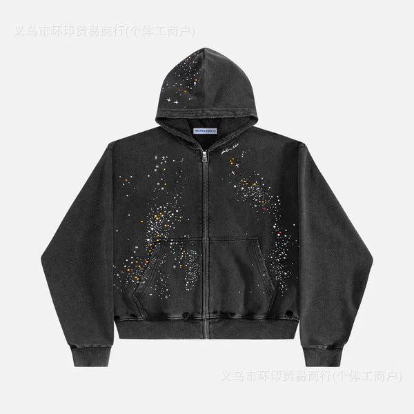 Rhinestone Hooded Sweatshirt