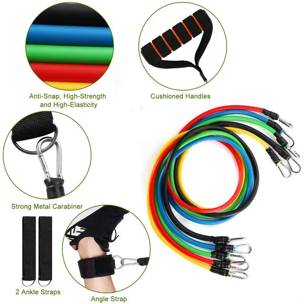Resistance bands full accessory kit laid out