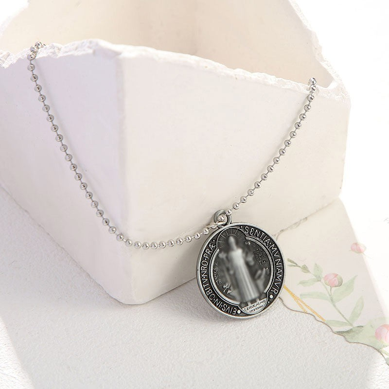 Vintage Alloy Character Portrait Pendant Necklace