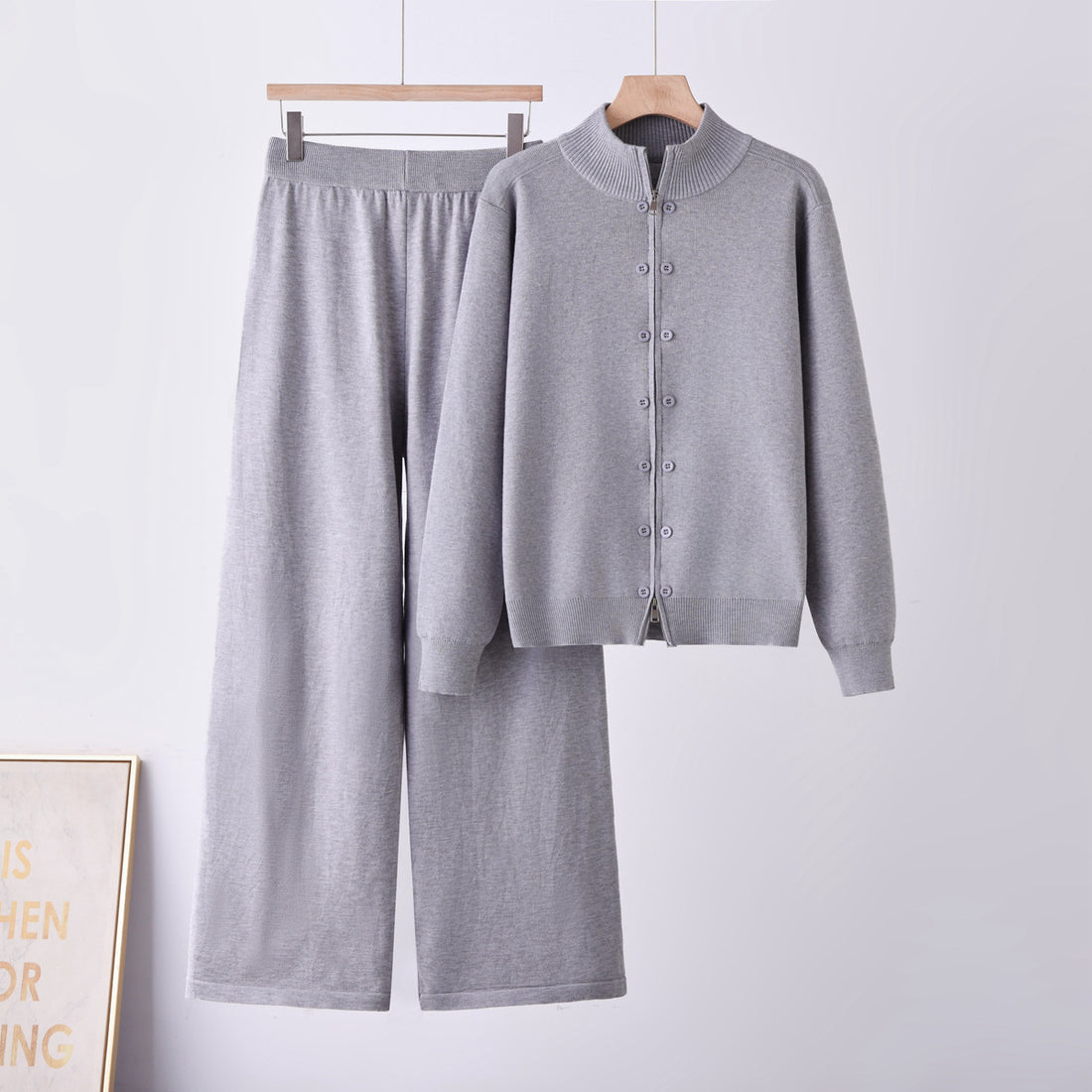 Women's thick knit half-zip sweater and trousers two-piece set, photo 2