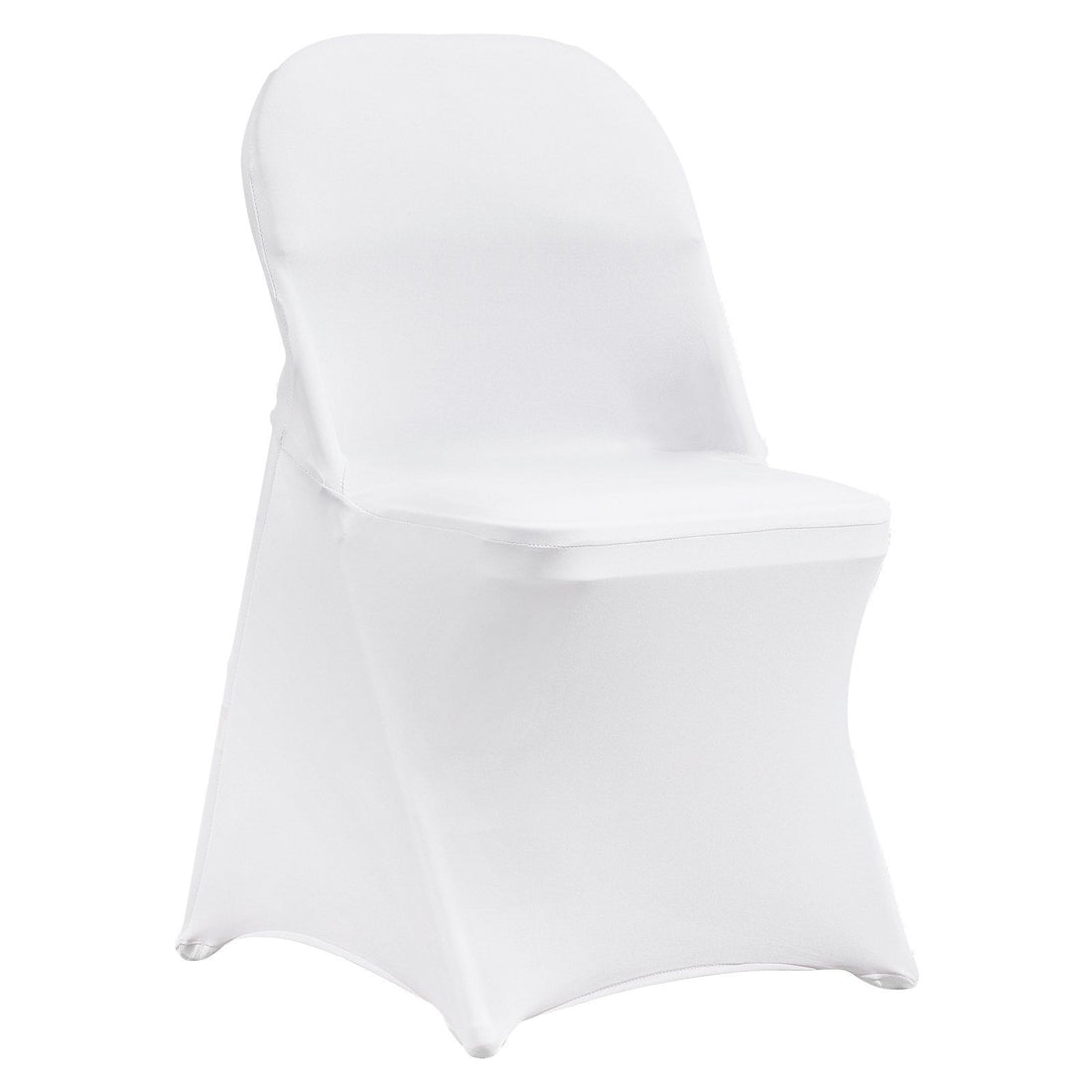 White spandex chair covers 12-pack folded for storage
