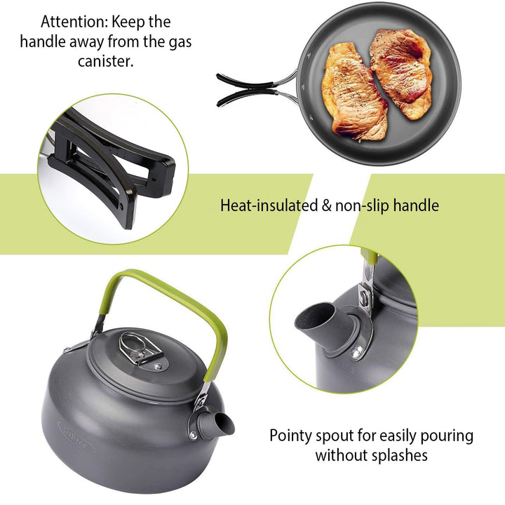 Arbasa 12-Piece Camping Cookware Set detail close-up
