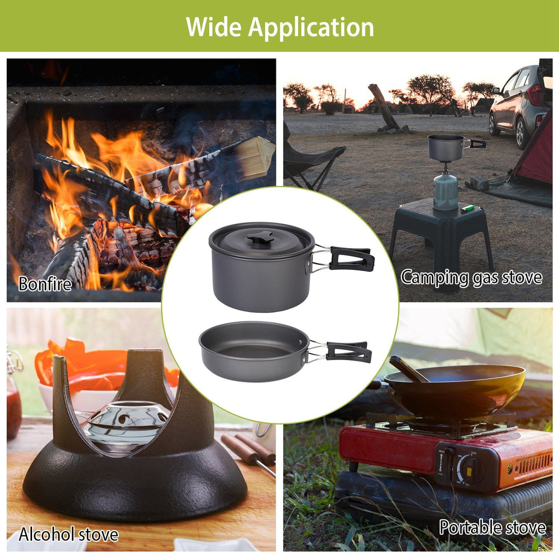Arbasa 12-Piece Camping Cookware Set in-use view