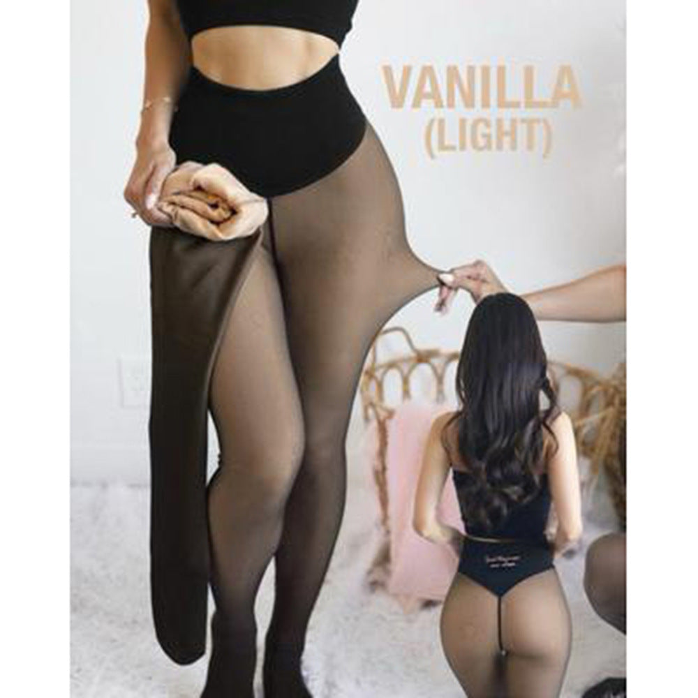 Women's fleece-lined sheer-look tights with feet, photo 8