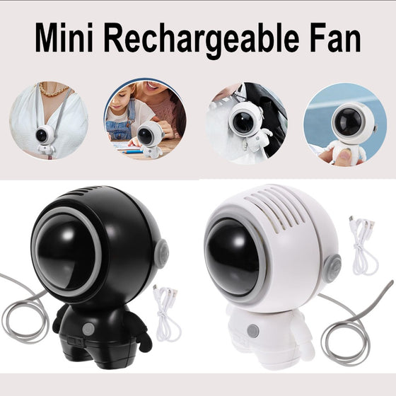 Black and white astronaut mini fans with USB cables