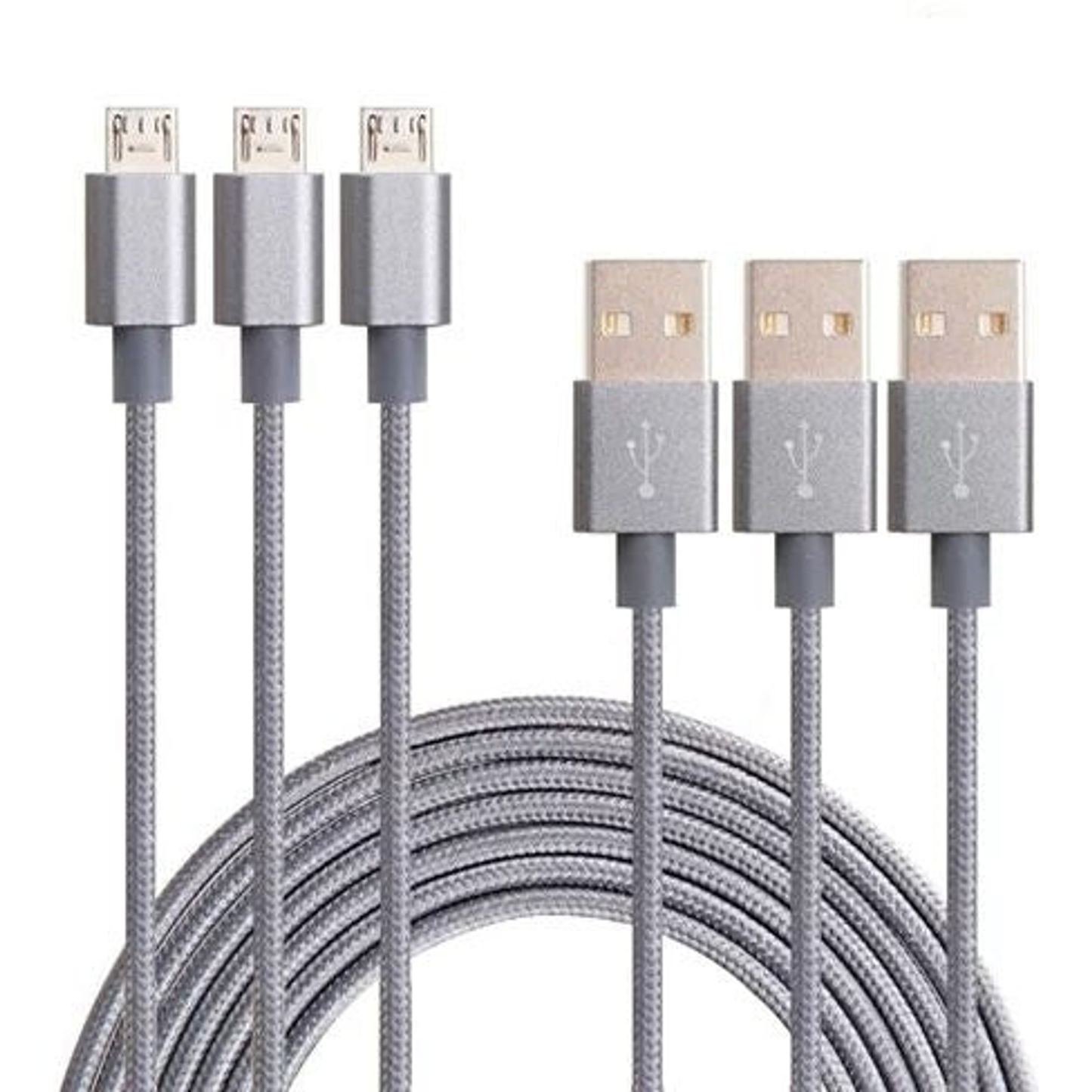3-to-Tango Nylon Braided Charging Cable Set (3ft, 6ft, 10ft)
