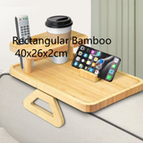 Double Layer Sofa Armrest Tray with Cup Holder