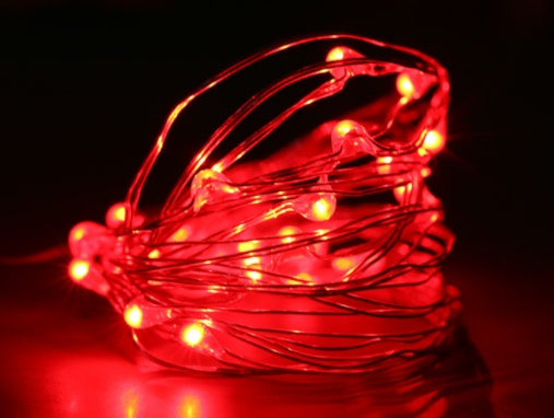 Red copper wire LED string lights, add-on option for the felt tree
