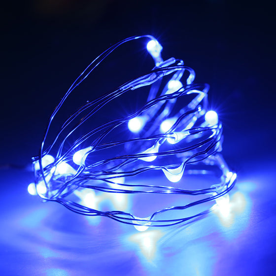 Blue copper wire LED string lights, add-on option for the felt Christmas tree