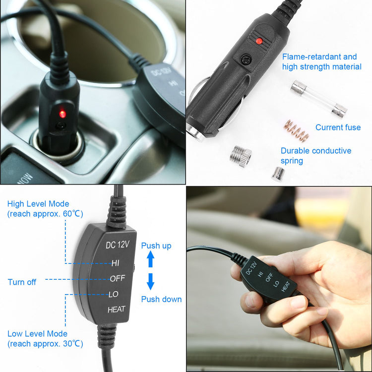 12V Adjustable Car Seat Heater detail close-up