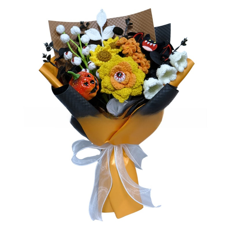 Handmade Yarn Crocheted Sunflower Bouquet Artificial Knitted Flower Creative Gift