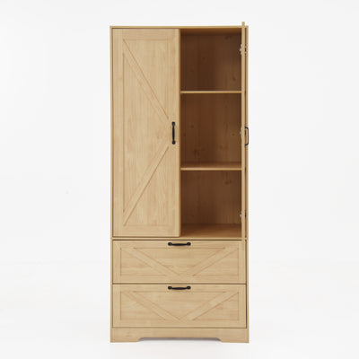 2 Door Wooden Wardrobe With Mirror Storage