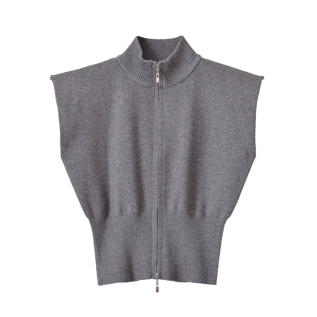 Sleeveless stand collar zip knit vest, photo 2