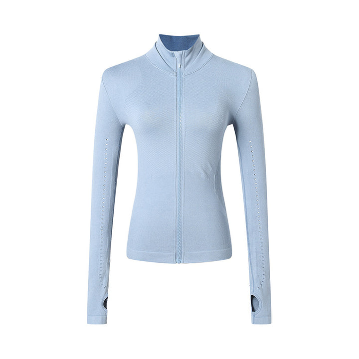 Zip sports jacket worn during a yoga session