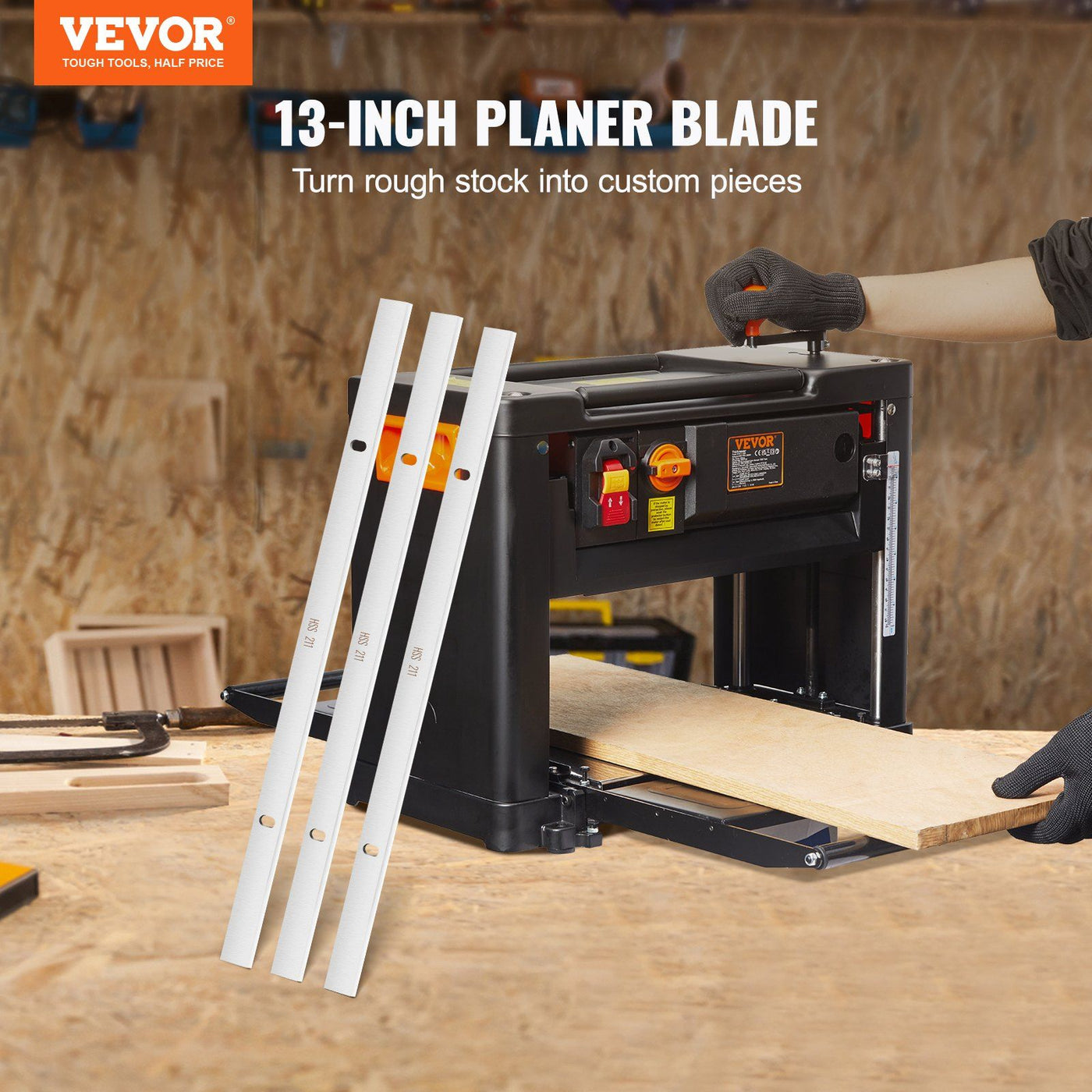 Arbasa 13-Inch High-Speed Planer Blades Set angle view