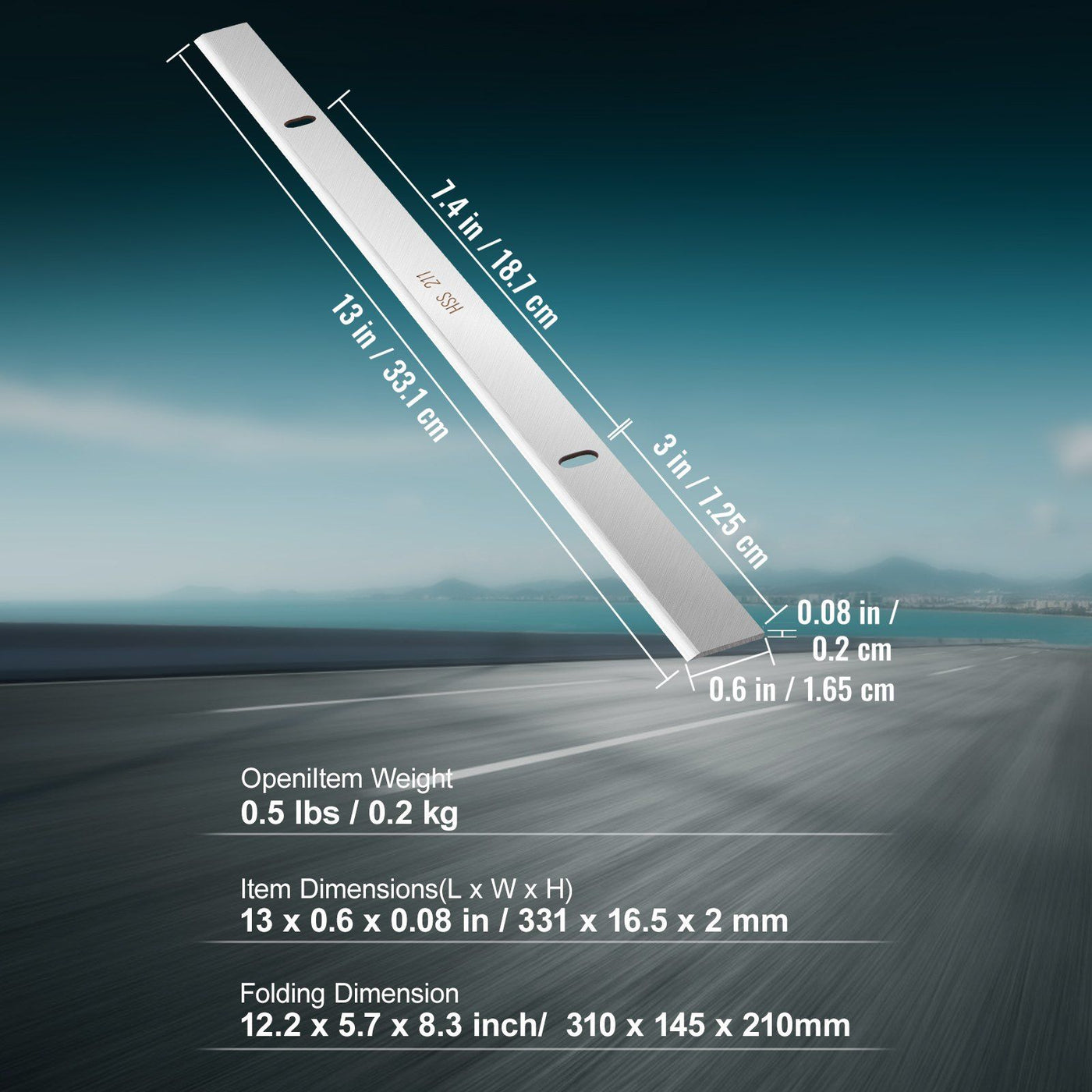 Arbasa 13-Inch High-Speed Planer Blades Set size reference view