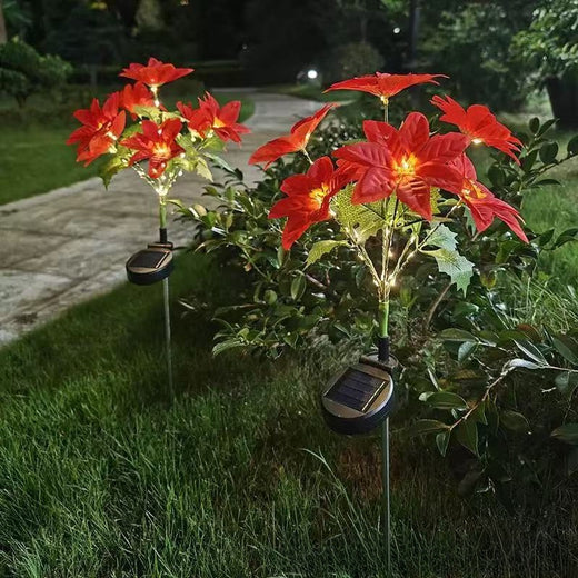 Solar Poinsettia Garden Lights