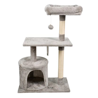 GOOPAWS 38-in Faux Fur Top Perch Cat Tree & Condo with Basket