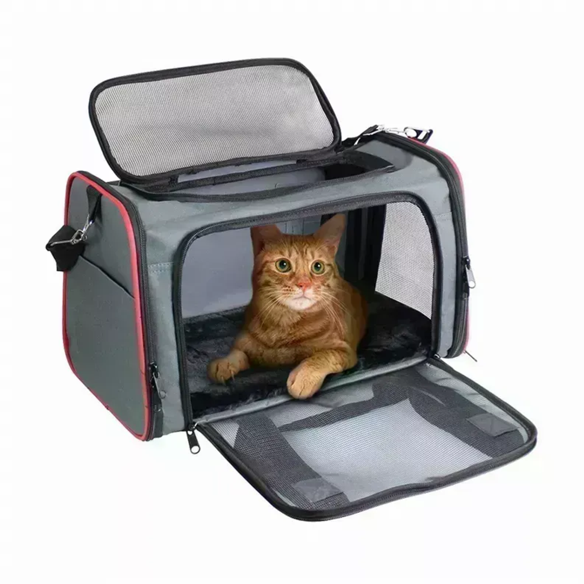 GOOPAWS Kennel Carrier Grey Red S