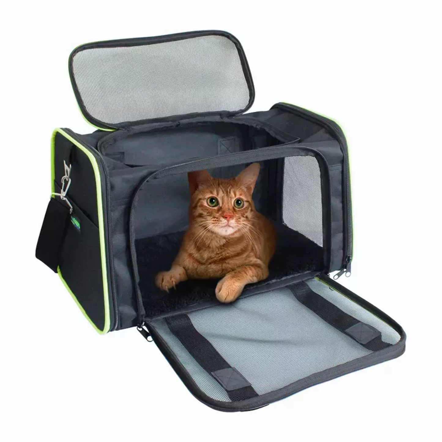 GOOPAWS Kennel Carrier Black Green S