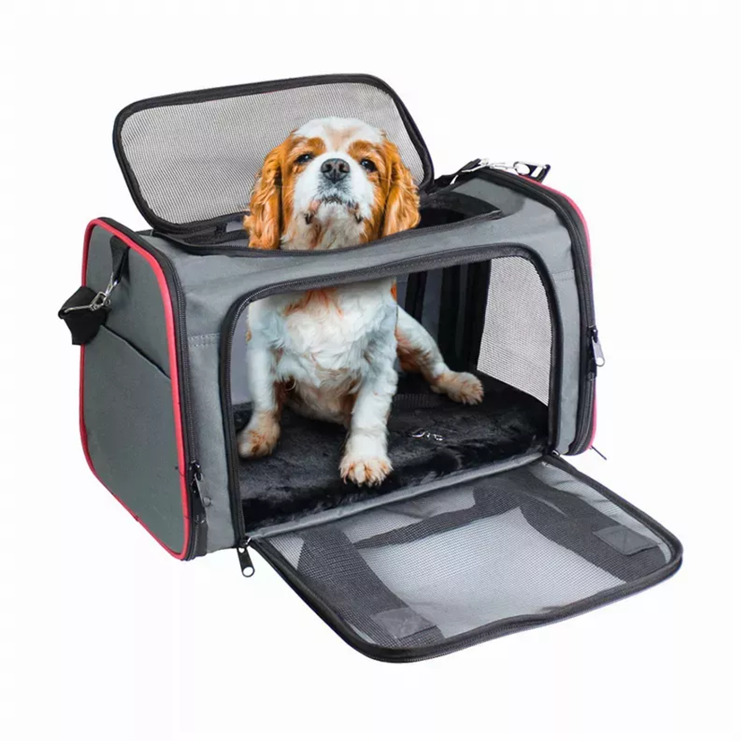 GOOPAWS Kennel Carrier Grey Red L
