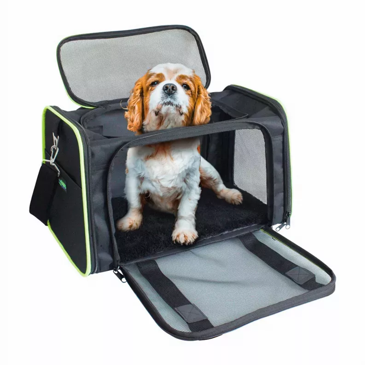 GOOPAWS Kennel Carrier Black Green L