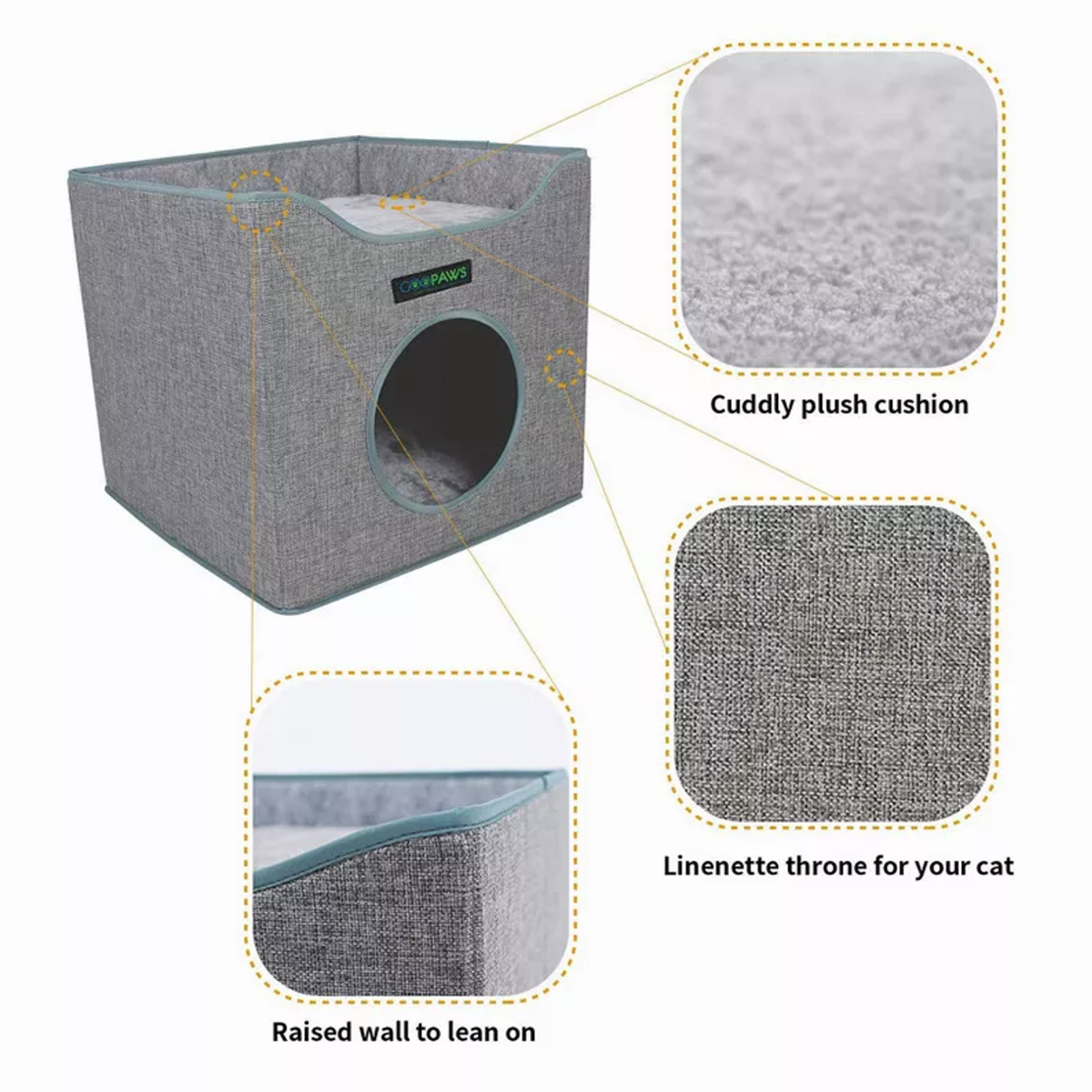 JESPET Foldable Cat Condo & Cube House Bed