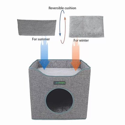 JESPET Foldable Cat Condo & Cube House Bed