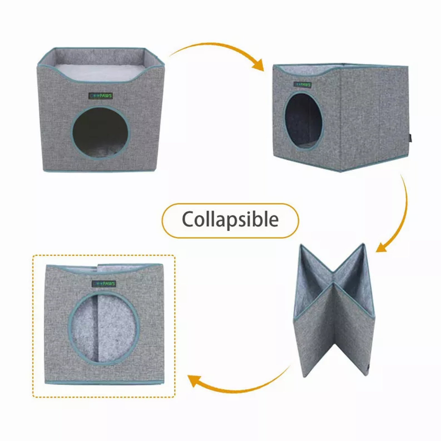 JESPET Foldable Cat Condo & Cube House Bed