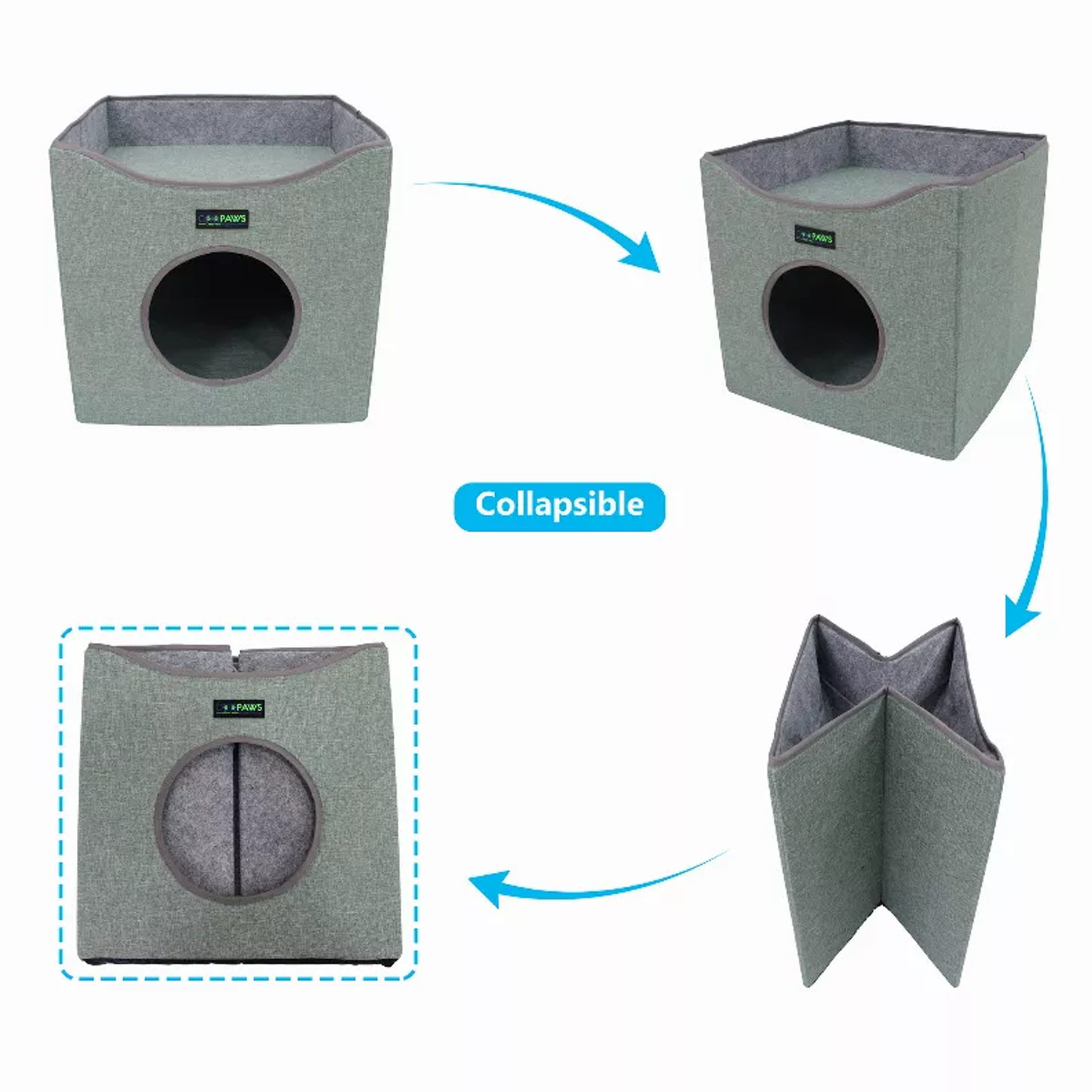 JESPET Foldable Cat Condo & Cube House Bed