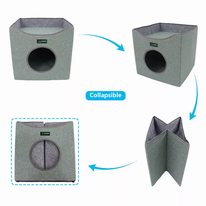 JESPET Foldable Cat Condo & Cube House Bed