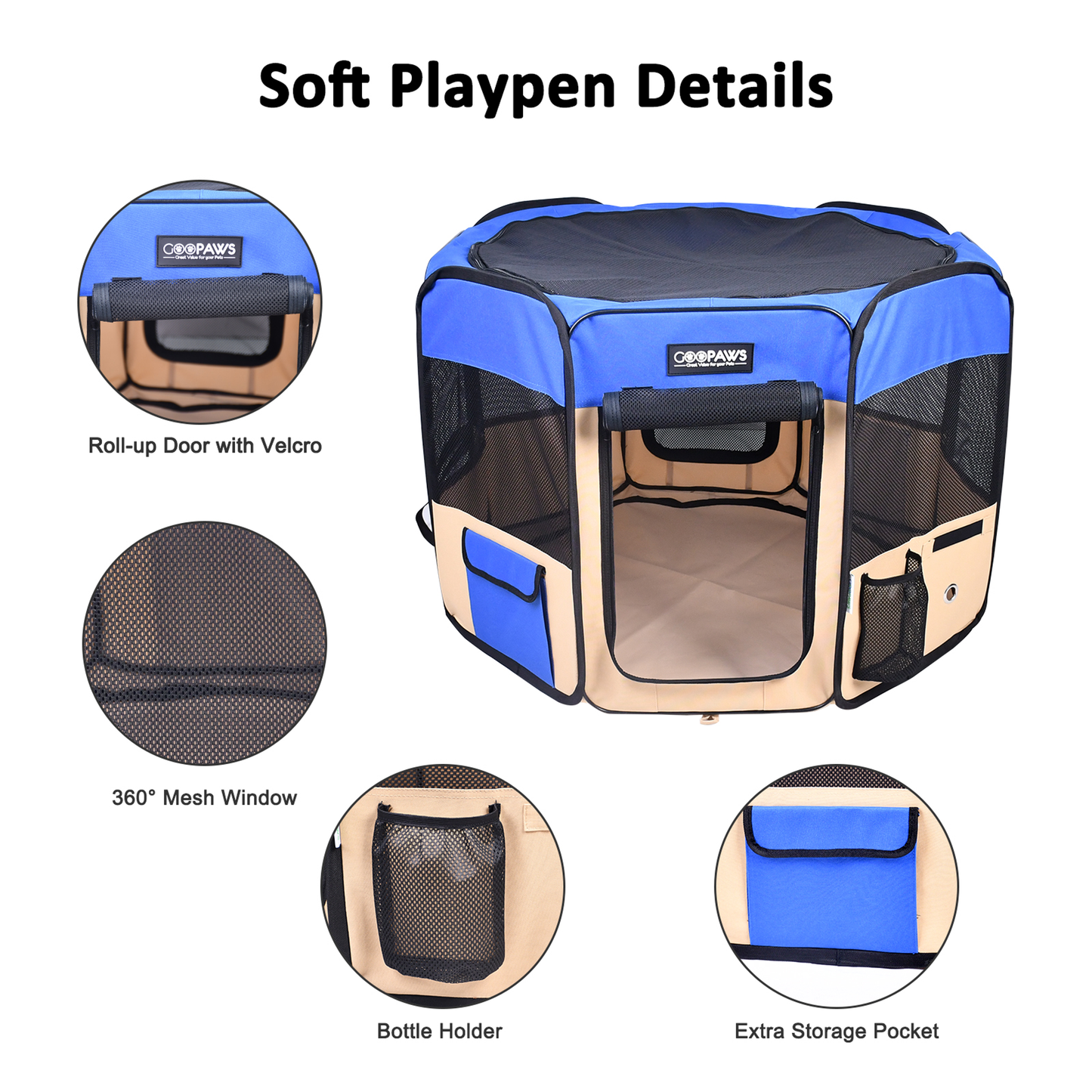 JESPET Portable Soft Dog Playpen & Kennel