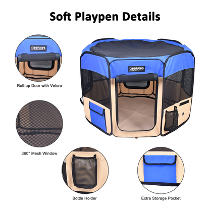 JESPET Portable Soft Dog Playpen & Kennel