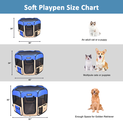 JESPET Portable Soft Dog Playpen & Kennel