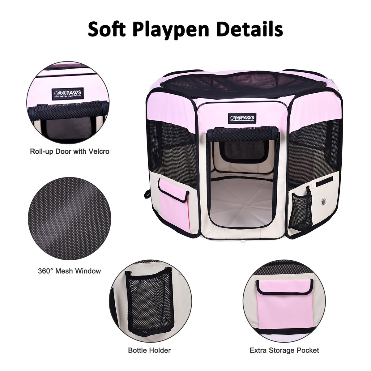 JESPET Portable Soft Dog Playpen & Kennel
