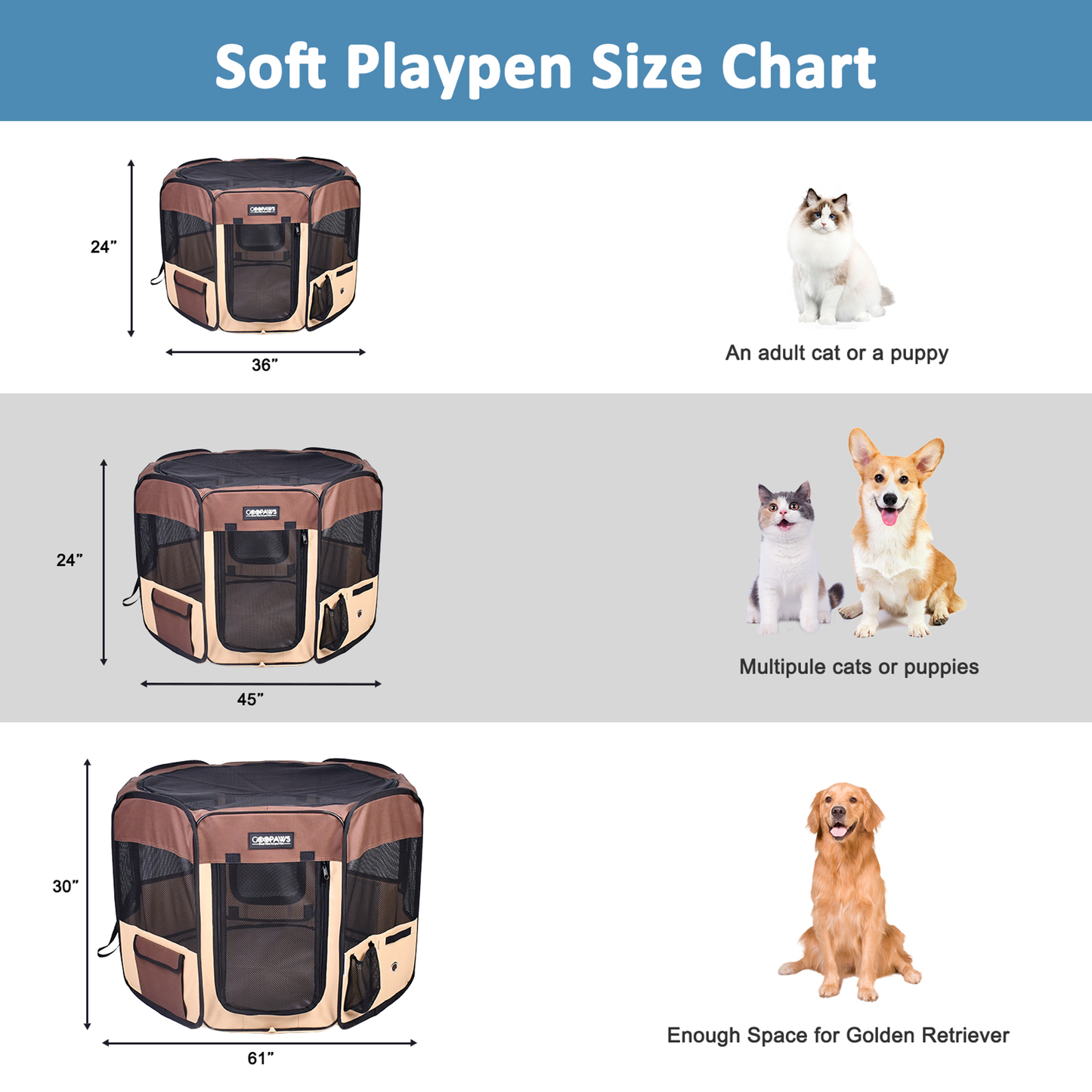 JESPET Portable Soft Dog Playpen & Kennel
