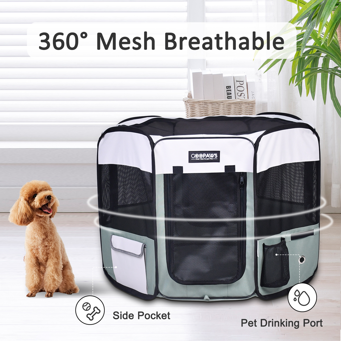 JESPET Portable Soft Dog Playpen & Kennel