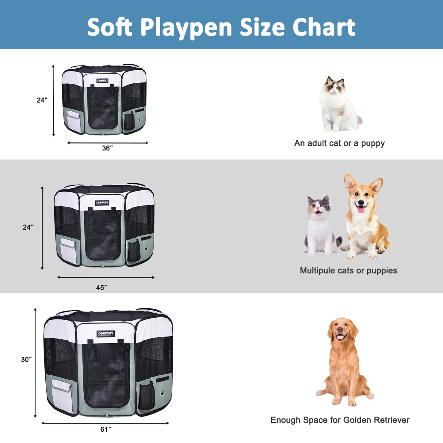 JESPET Portable Soft Dog Playpen & Kennel