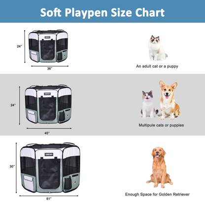 JESPET Portable Soft Dog Playpen & Kennel