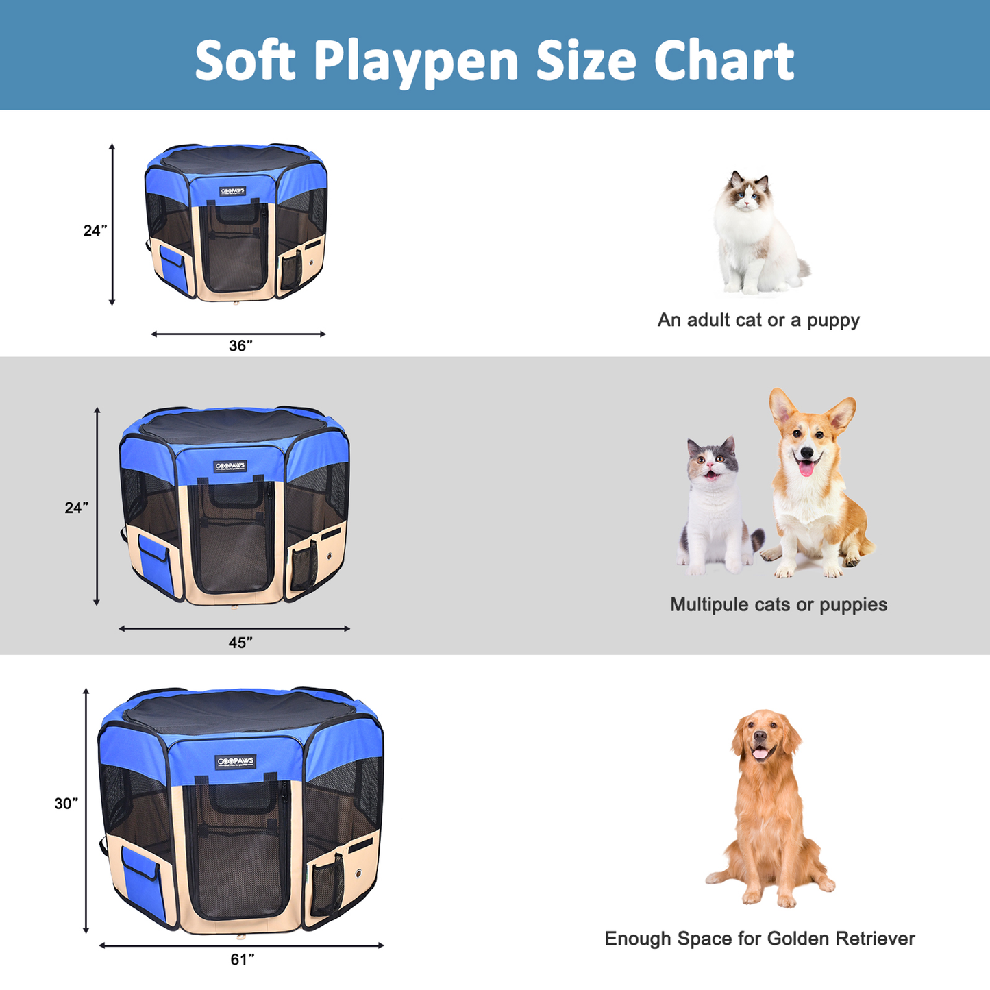JESPET Portable Soft Dog Playpen & Kennel