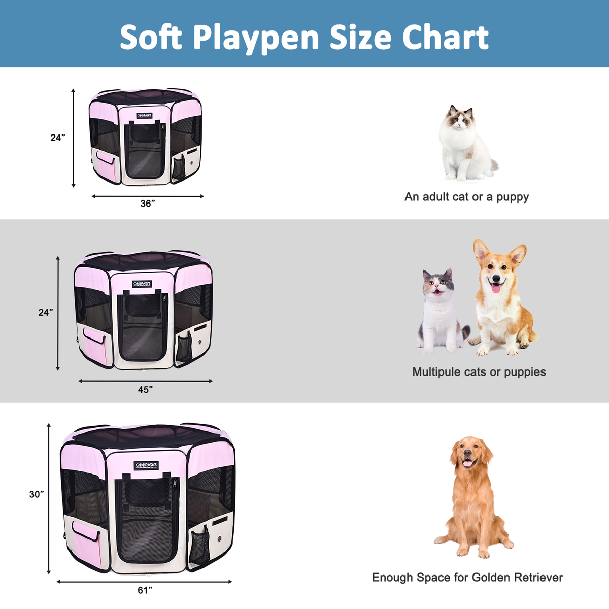 JESPET Portable Soft Dog Playpen & Kennel