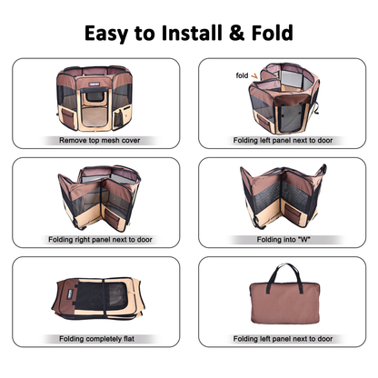 JESPET Portable Soft Dog Playpen & Kennel