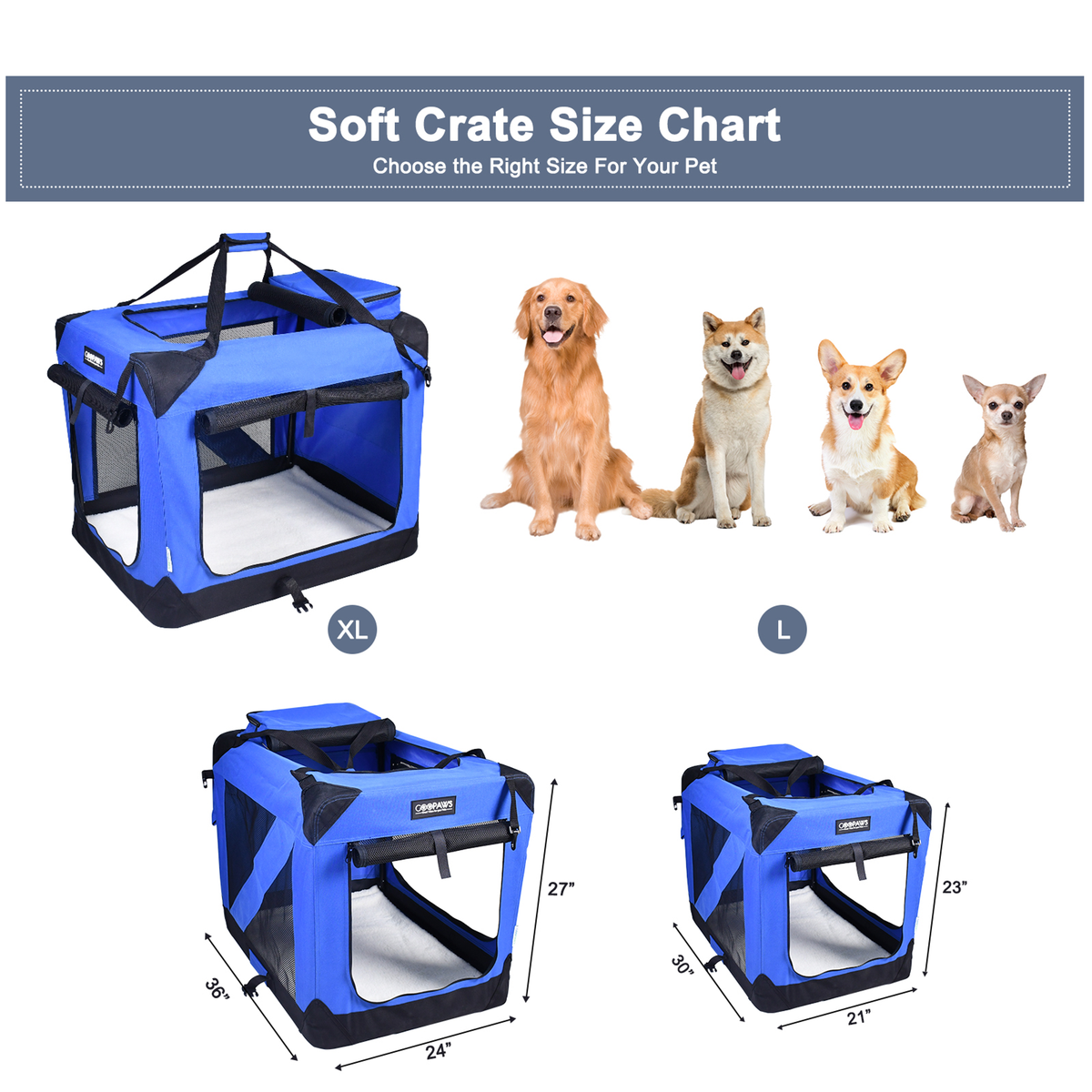 JESPET 3-Door Soft Pet Crate Kennel