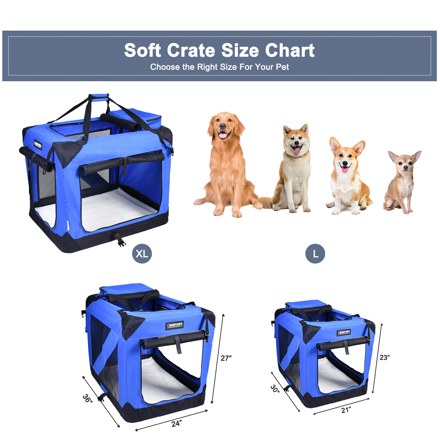 JESPET 3-Door Soft Pet Crate Kennel