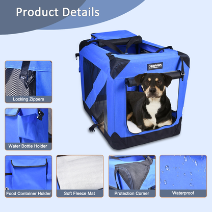 JESPET 3-Door Soft Pet Crate Kennel