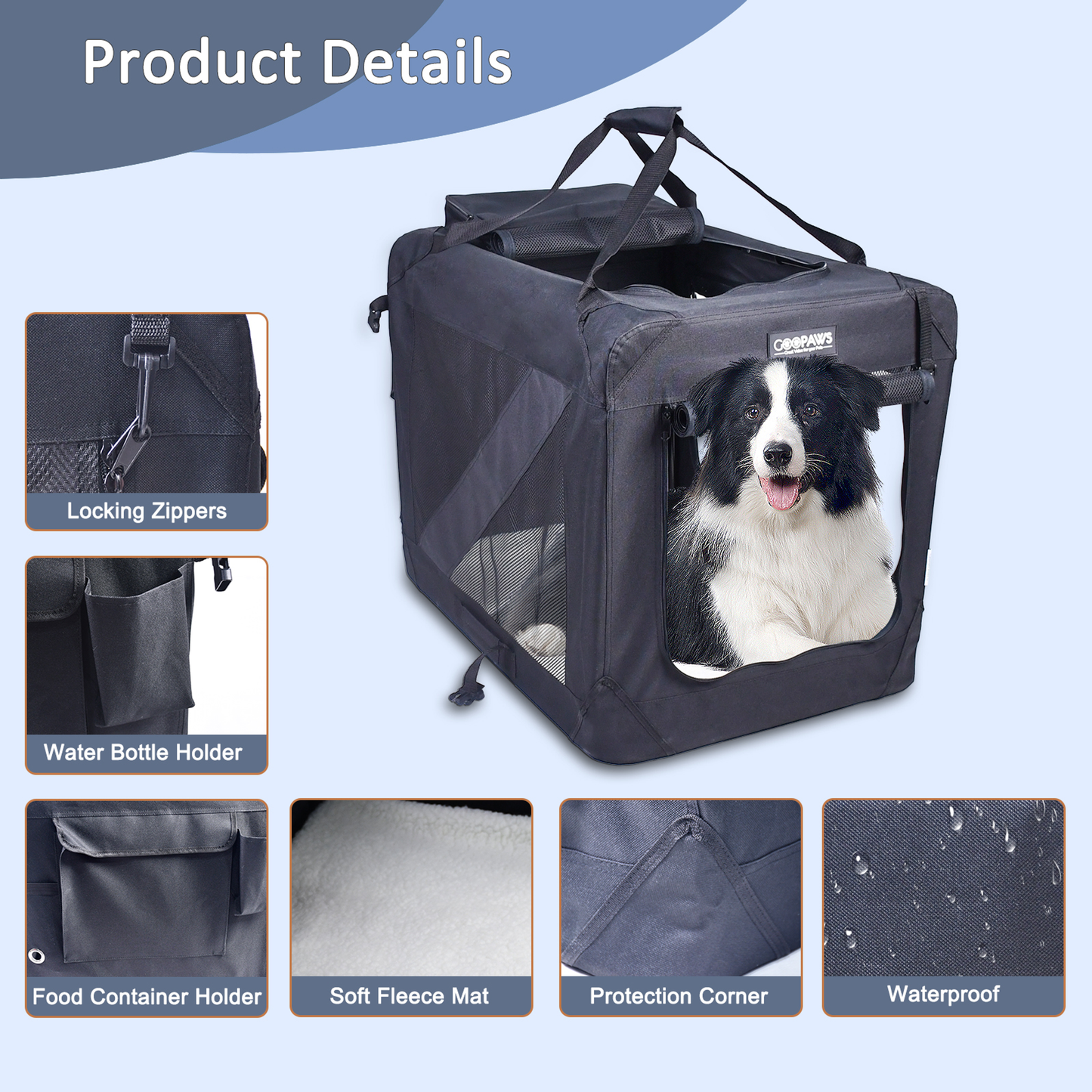 JESPET 3-Door Soft Pet Crate Kennel