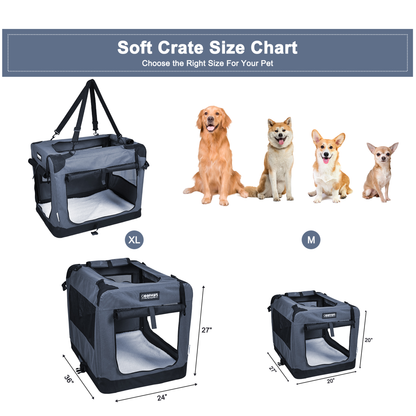 JESPET 3-Door Soft Pet Crate Kennel