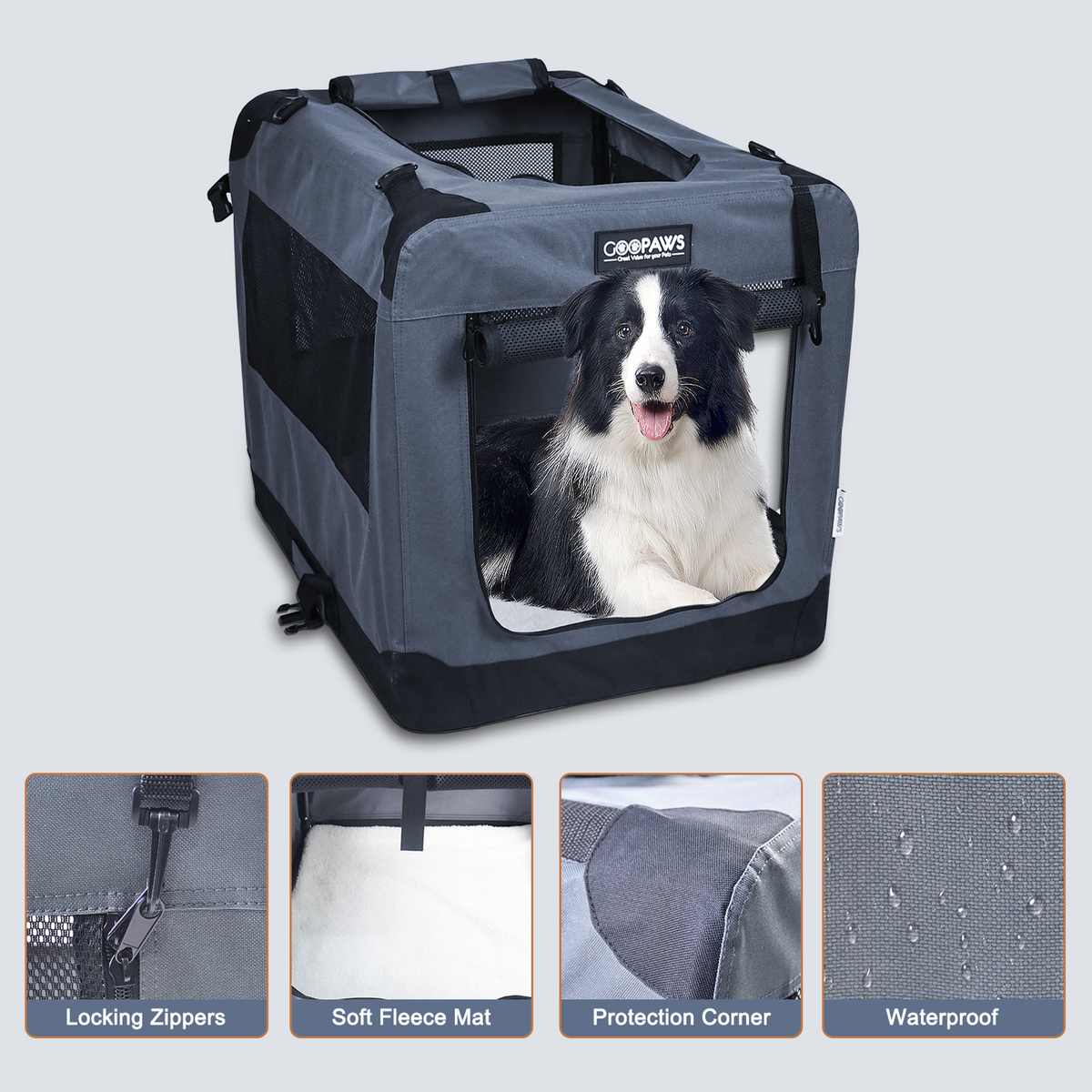 JESPET 3-Door Soft Pet Crate Kennel