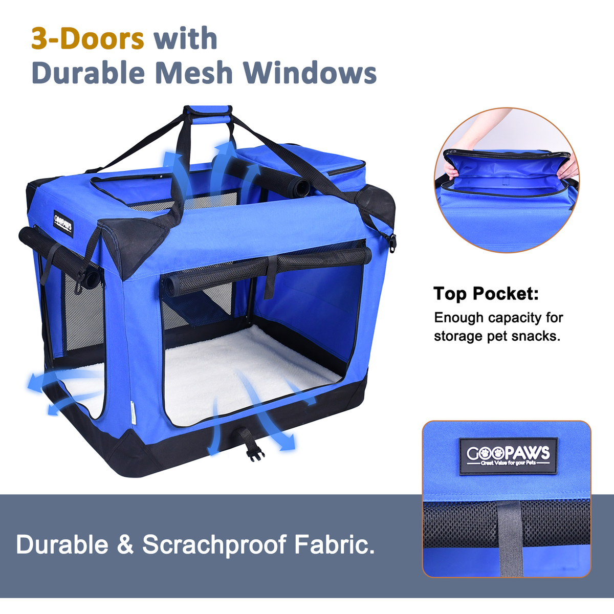 JESPET 3-Door Soft Pet Crate Kennel